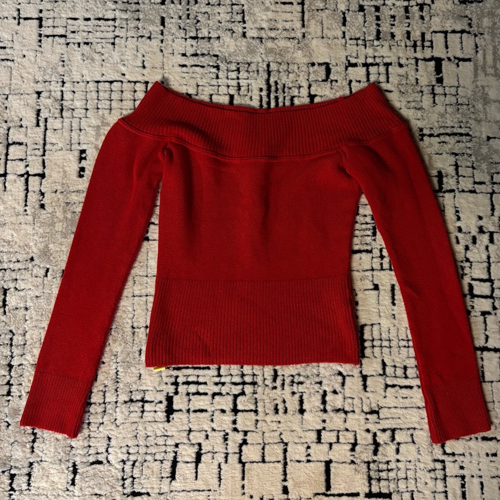 Ana Capri Red Off-Shoulder Sweater